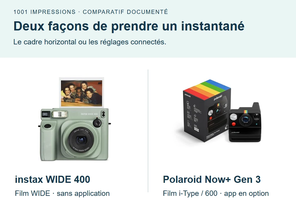 Instax Wide 400 ou Polaroid Now+ Generation 3 ?