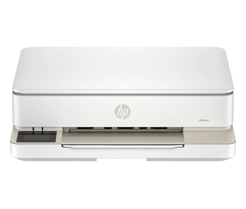 HP ENVY 6120e Portobello, vue constructeur de face sans chargeur automatique sur le scanner.